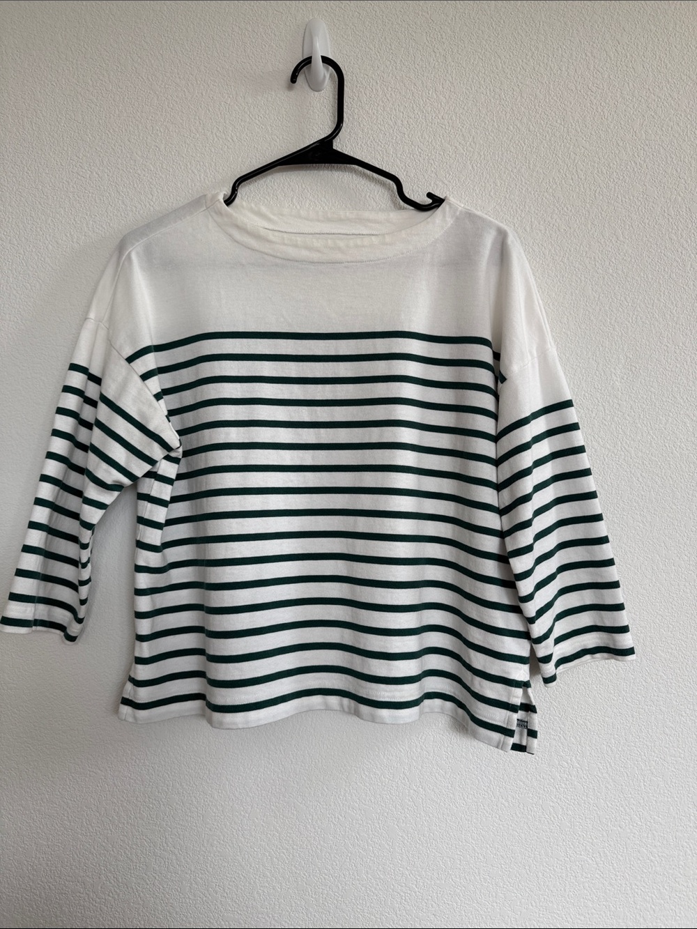 Muji White & Green Women’s Breton Top